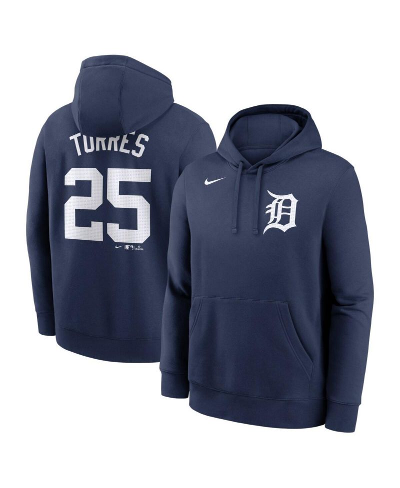 Men's Gleyber Torres Navy Detroit Tigers Player Name & Number Club Fleece Pullover Hoodie