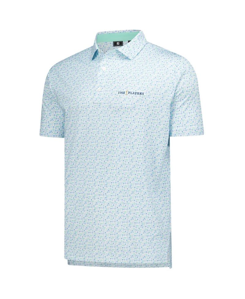 Men's Light Blue THE PLAYERS Surfs Up Print Lisle Polo Shirt