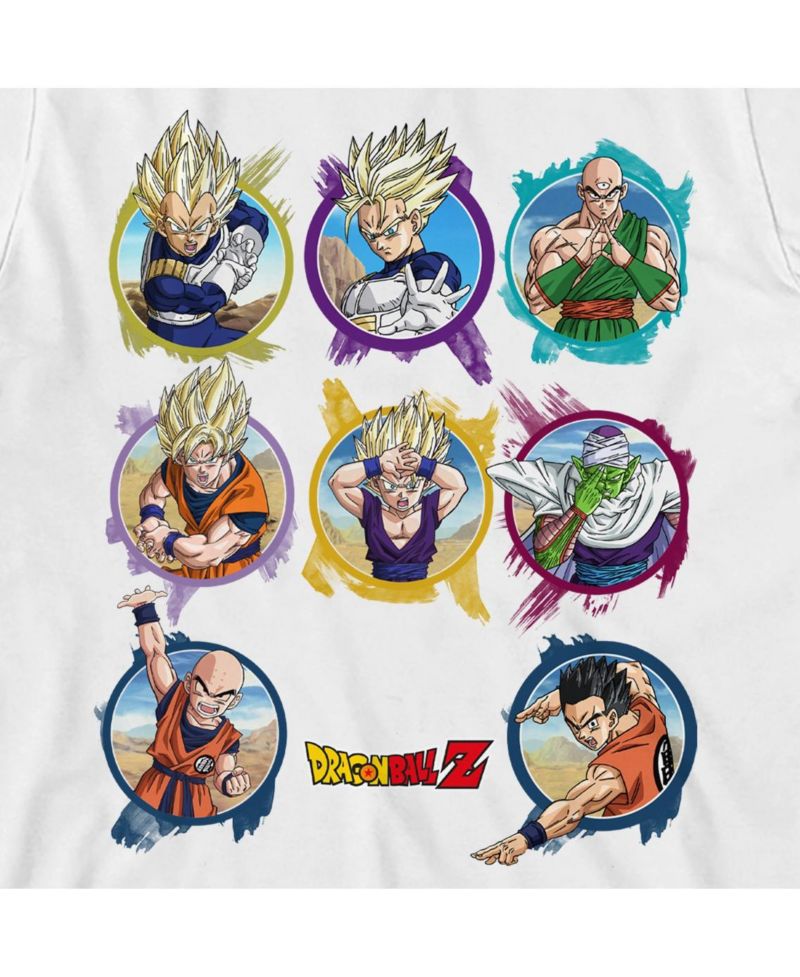 Character Circles Crew Neck Short Sleeve Boy's White T-shirt-XS