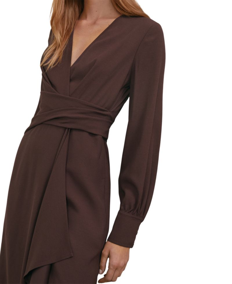 Women's Mira Long-Sleeve V-Neck Midi Wrap Dress