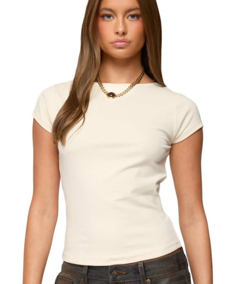 Women's Oliana Ribbed Boat Neck T Shirt