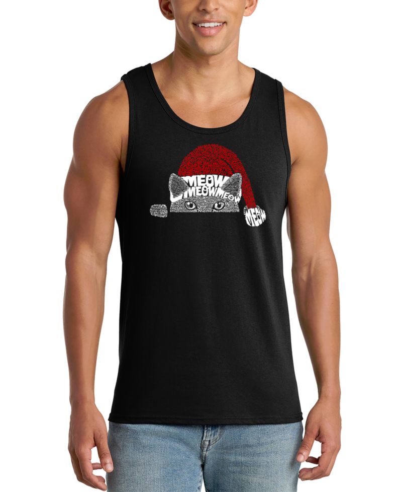 Men's Santa Cat Word Art Tank Top