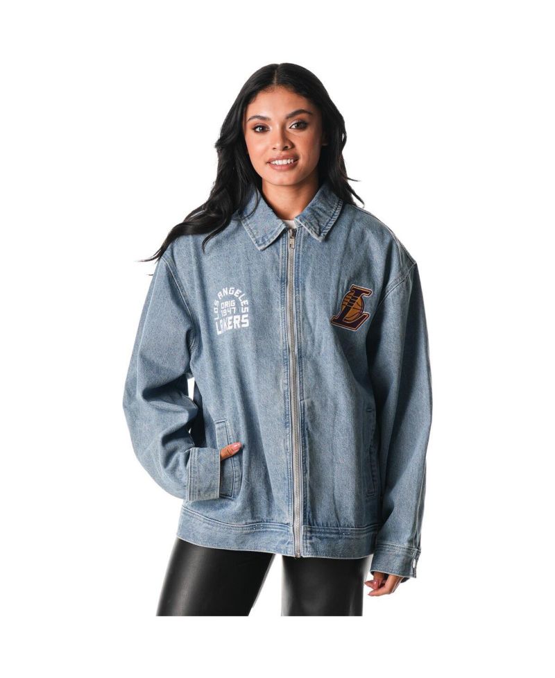 Men's and Women's Blue Los Angeles Lakers Coaches Full-Zip Denim Jacket