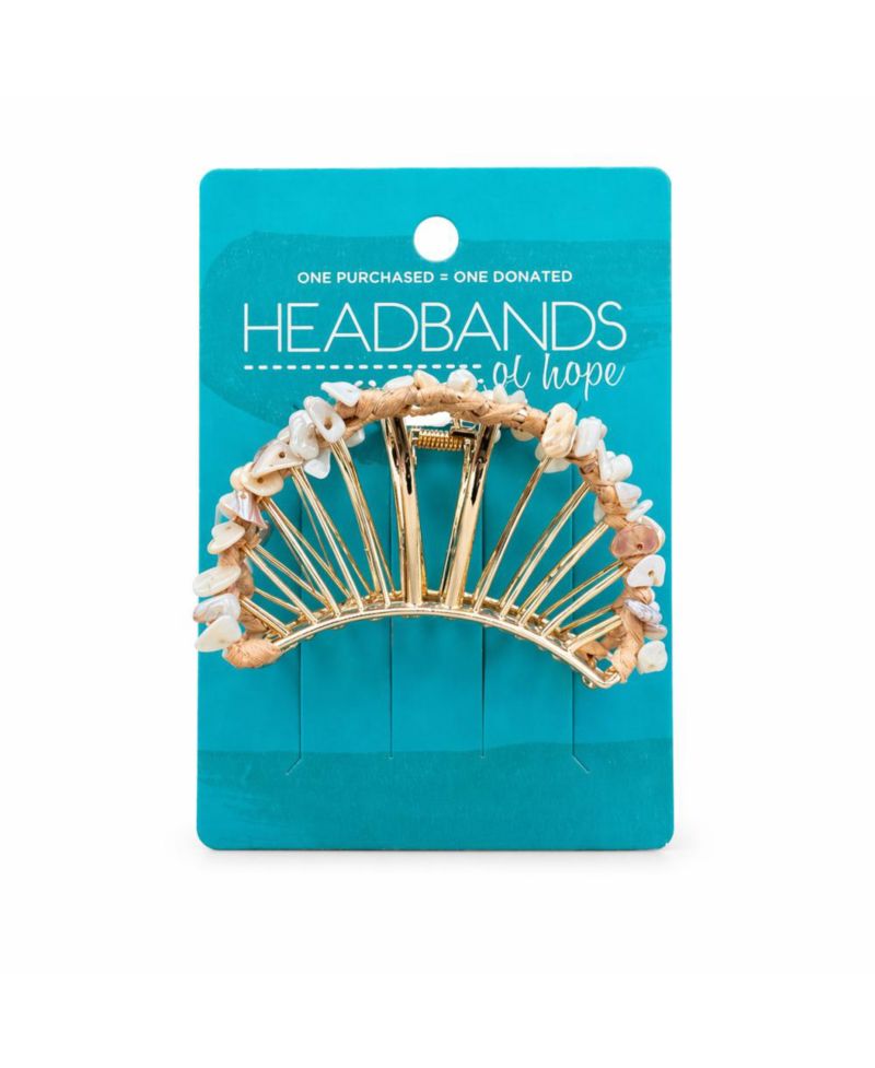 Women's Raffia Seashell Hair Claw Clip - White