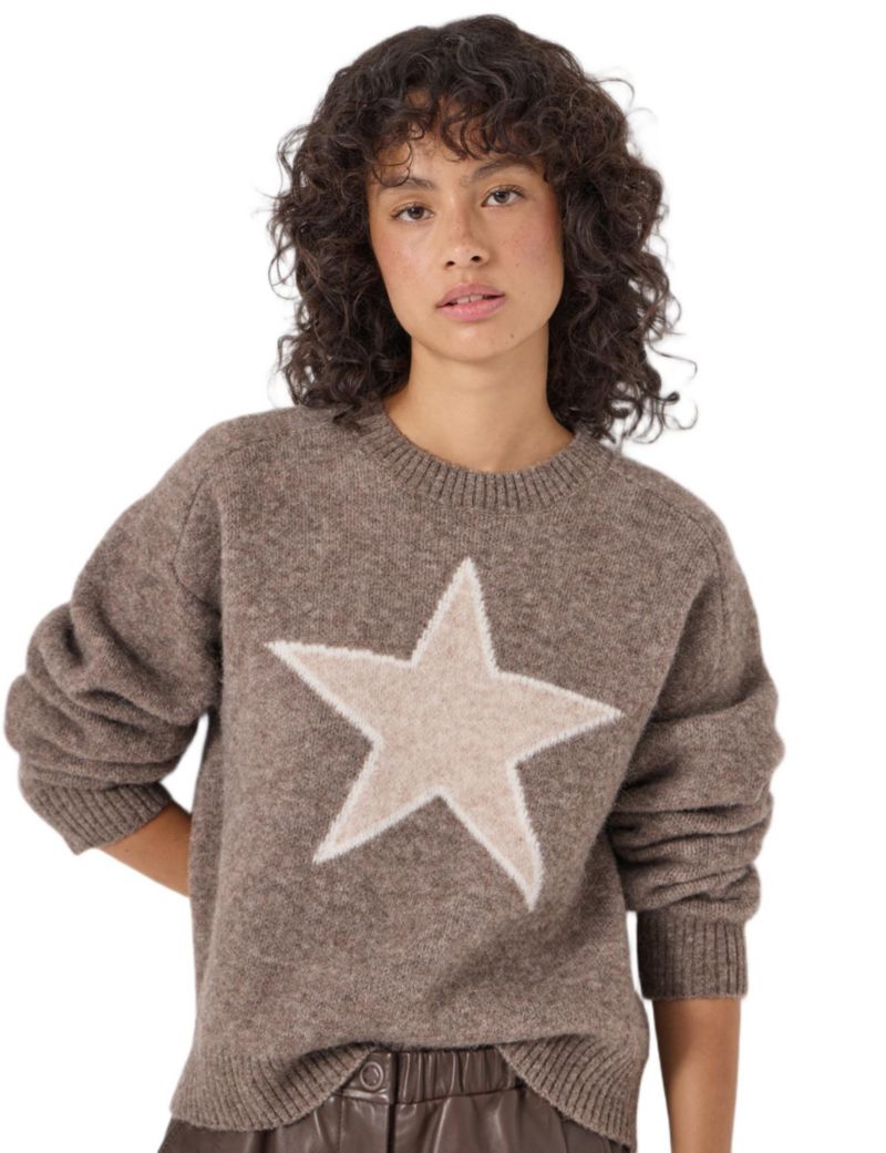 Women's Wool Blend Star Jacquard Sweater