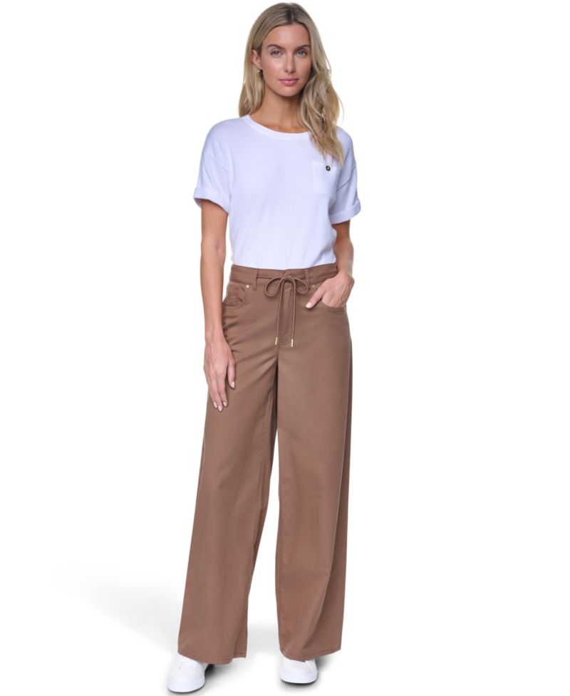 Women's Cotton-Blend Drawstring Relaxed-Fit Pants