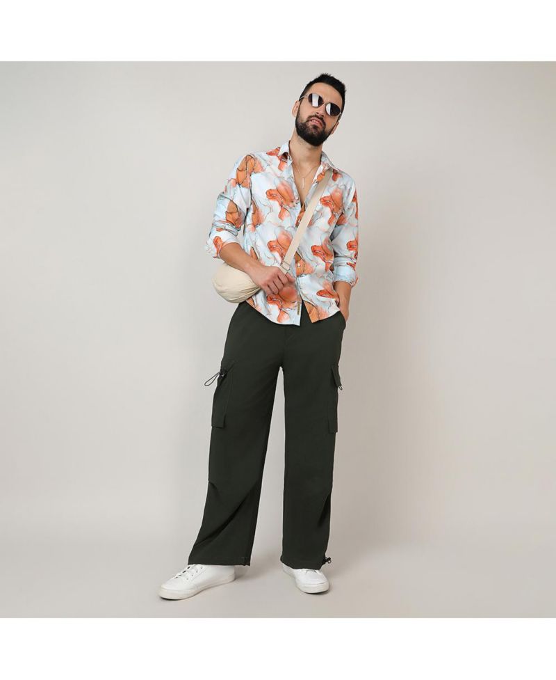 Men's Sienna Brown & Light Blue Marble Shirt