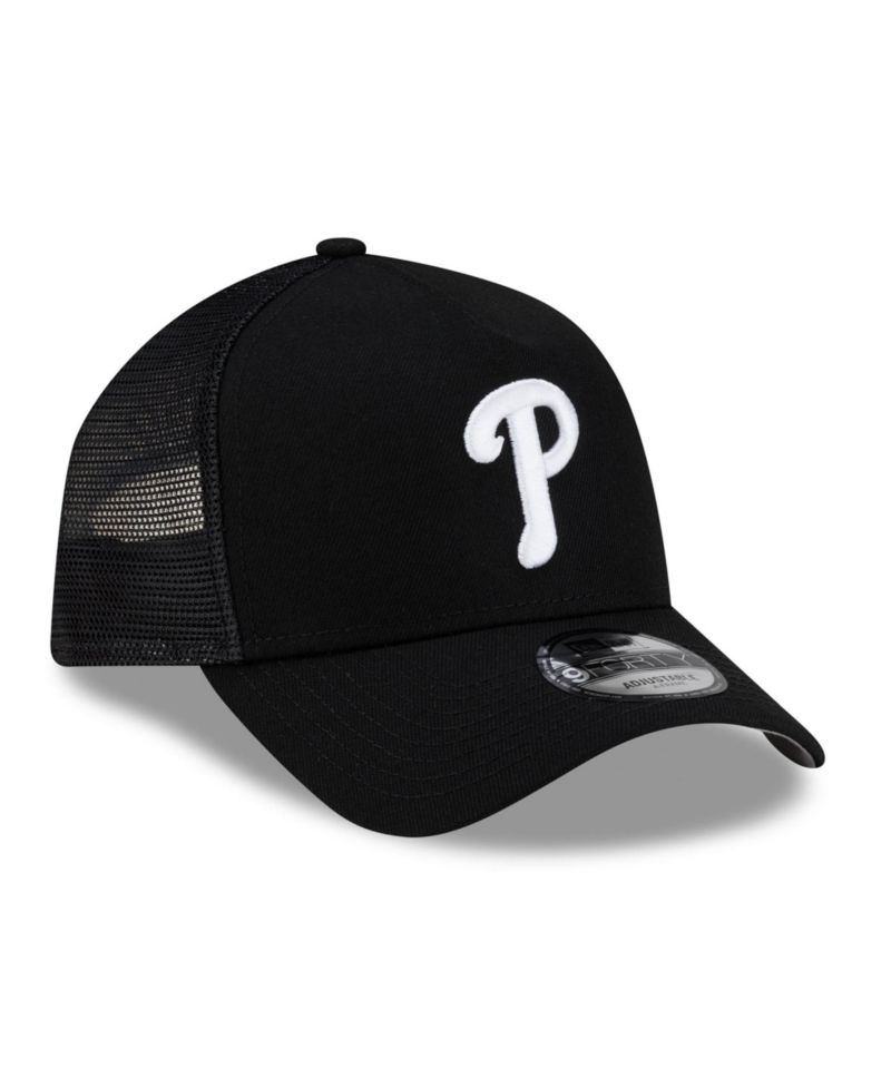 Men's Black Philadelphia Phillies Side Script 9FORTY A-Frame Trucker Adjustable Hat