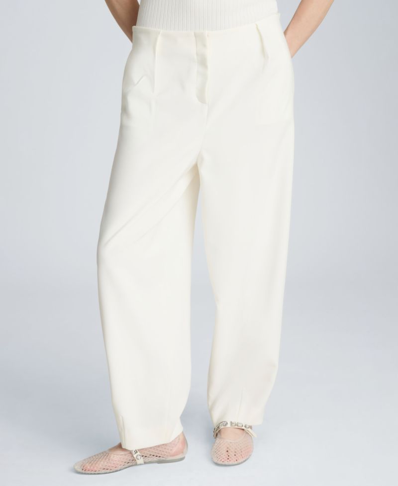 Women's Fly Front Hollywood Waist Pleated Barrel Leg Pants