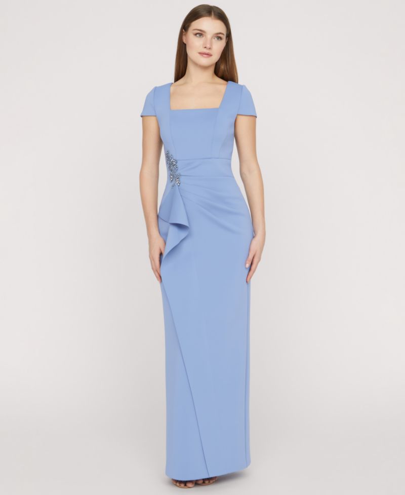 Women's Square Neck Front-Cascade Gown