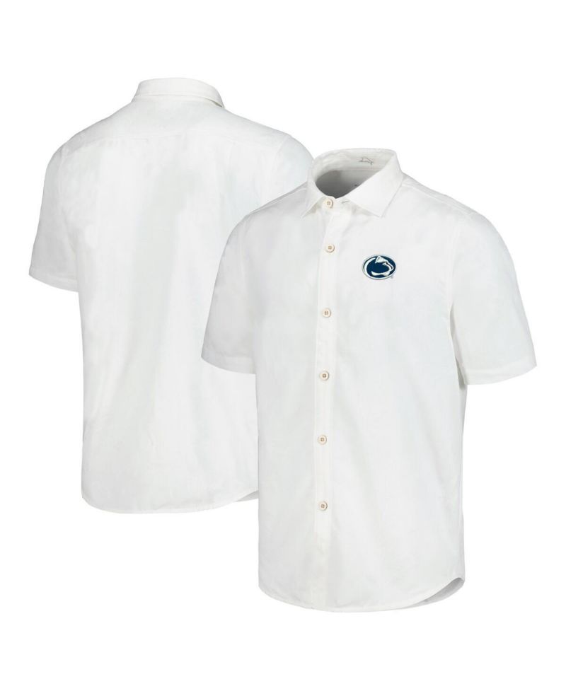 Men's White Penn State Nittany Lions Coconut Point Palm Vista IslandZone Camp Button-Up Shirt