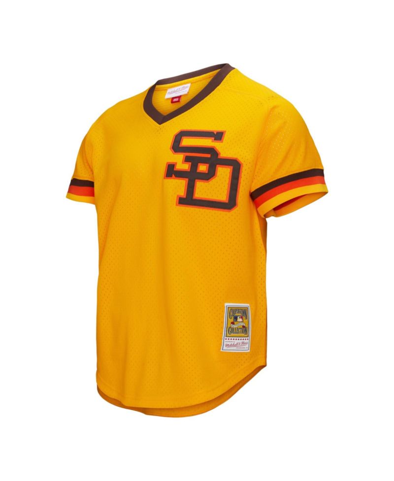 Men's Tony Gwynn Gold San Diego Padres Big Tall Cooperstown Mesh Batting Practice Jersey