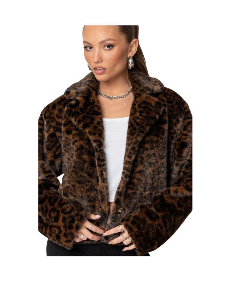 Women's Lady Leopard Faux Fur Jacket