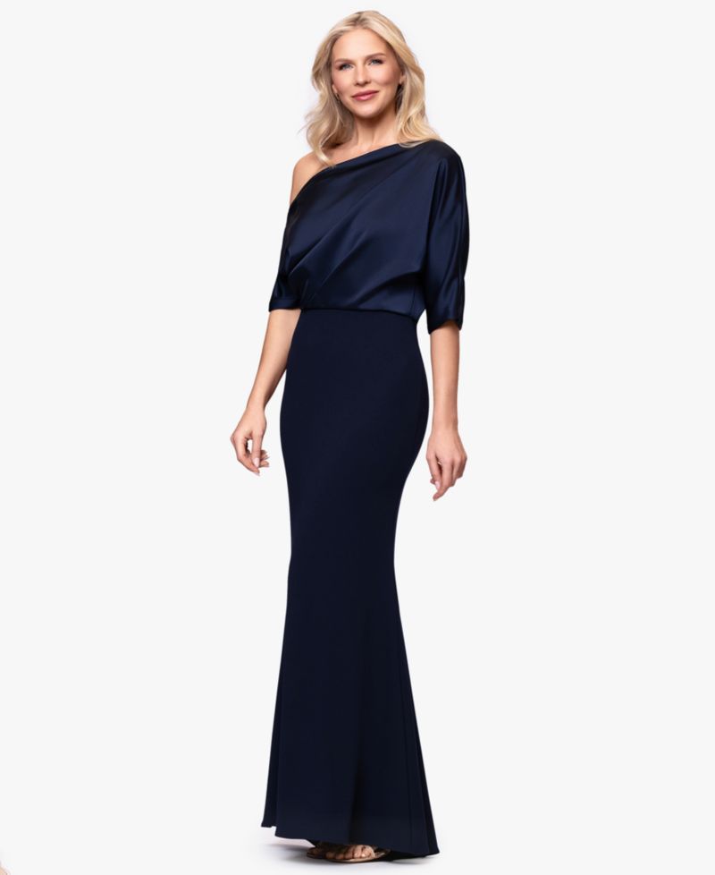 Plus Size Asymmetrical Neck Long Dress