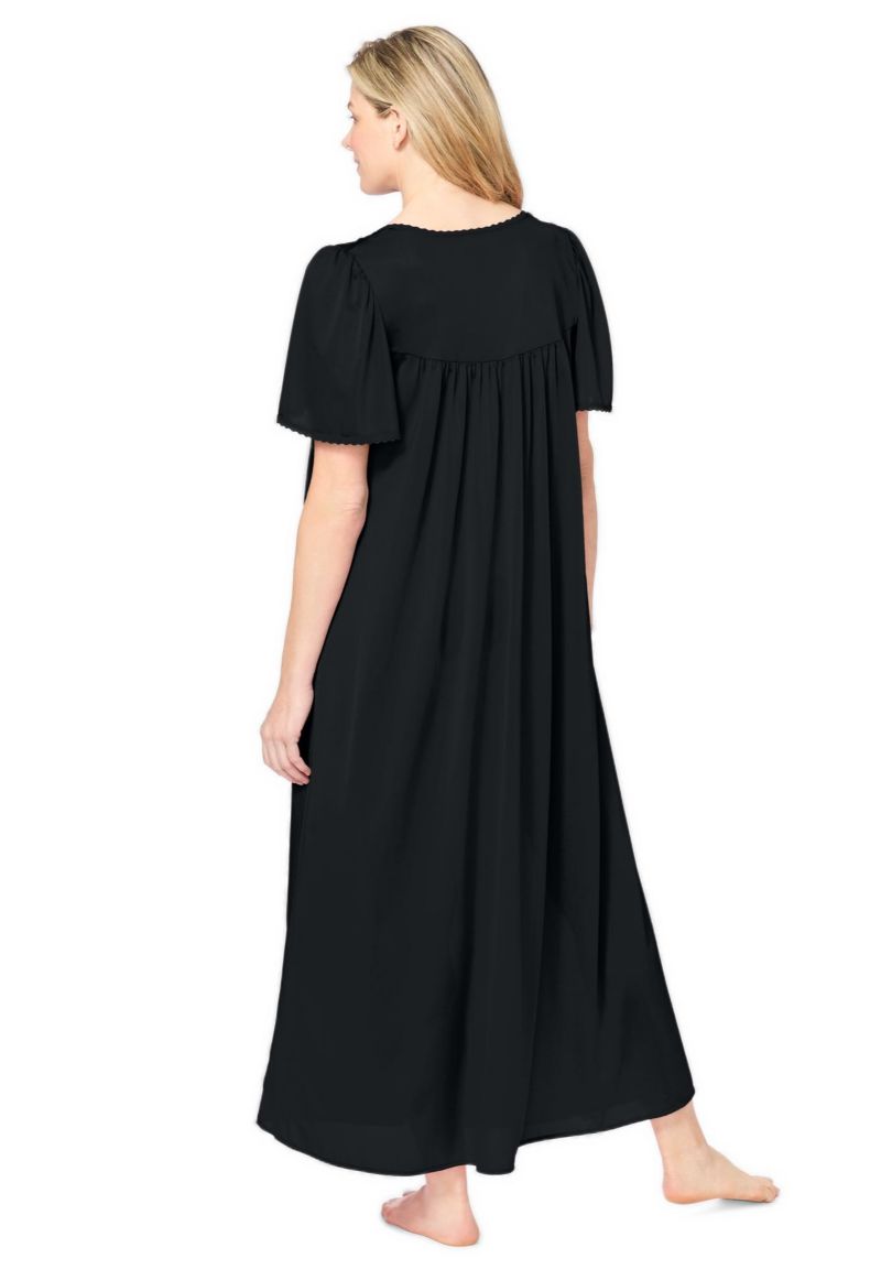 Plus Size Only Necessities Long Silky Lace-Trim Gown