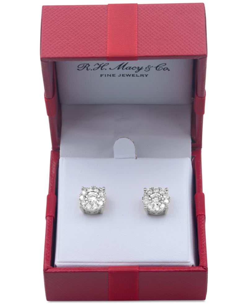 Diamond Halo Stud Earrings (1 ct. t.w.) in 14k Gold, White Gold or Rose Gold