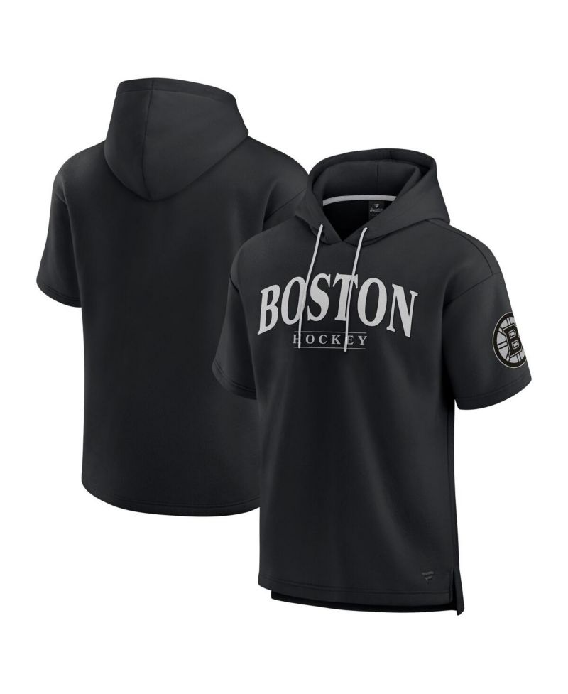 Men's Black Boston Bruins Elements Ready Short Sleeve Pullover Hoodie
