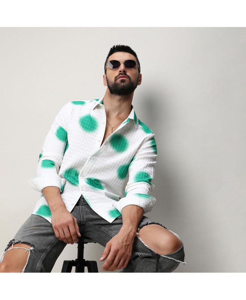 Men's Chalk White:Emerald Green Spraypaint Shirt