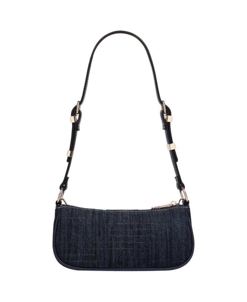 Chain and Studs Denim Shoulder Bag