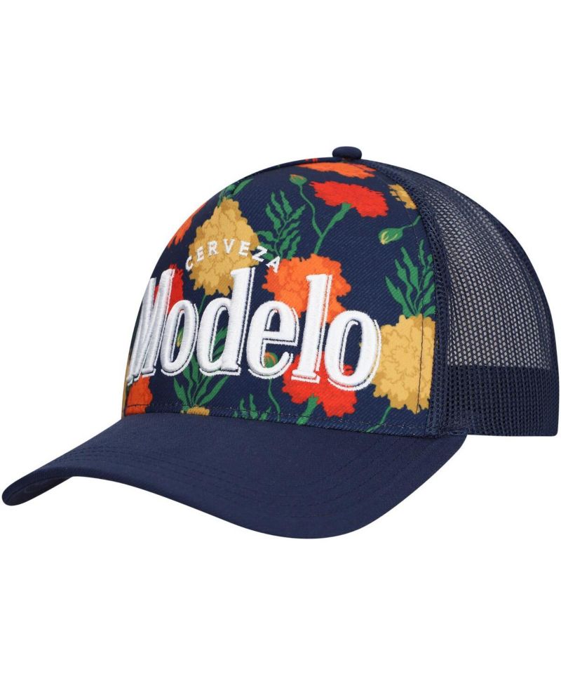 Men's Navy Modelo A-Frame Floral Trucker Adjustable Hat