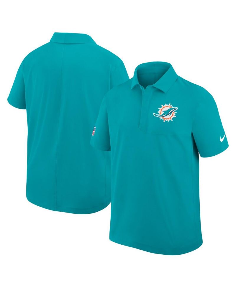 Men's Aqua Miami Dolphins Sideline City Pride Woven Performance Polo Shirt