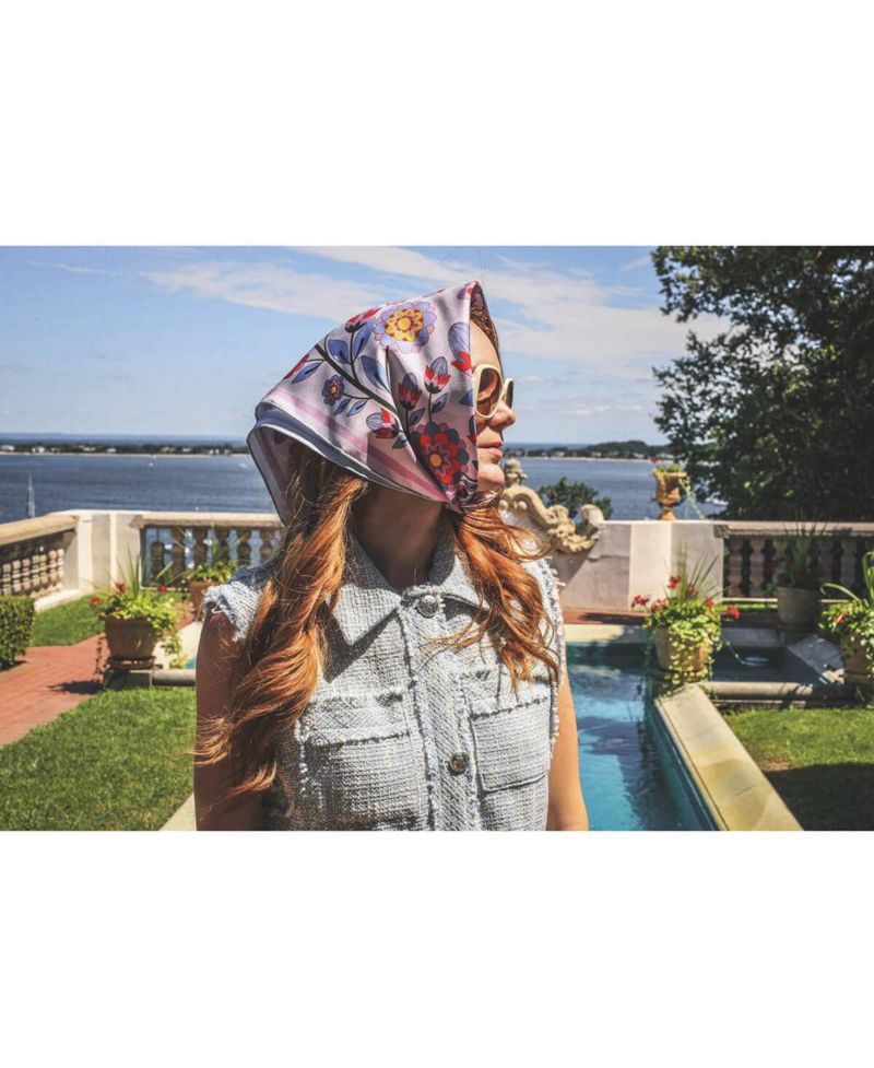 Double Sided Silk Scarf Of Pink Garden