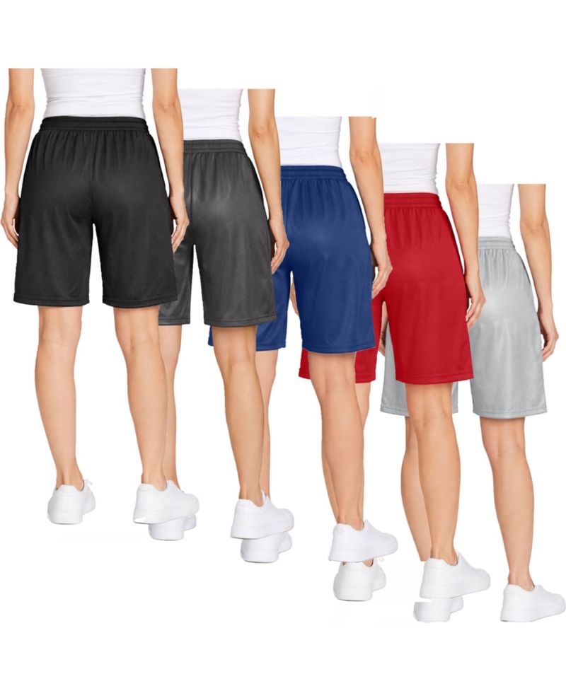 Women's Loose Fit Moisture-Wicking Performance Dazzle Shorts-5 Pack
