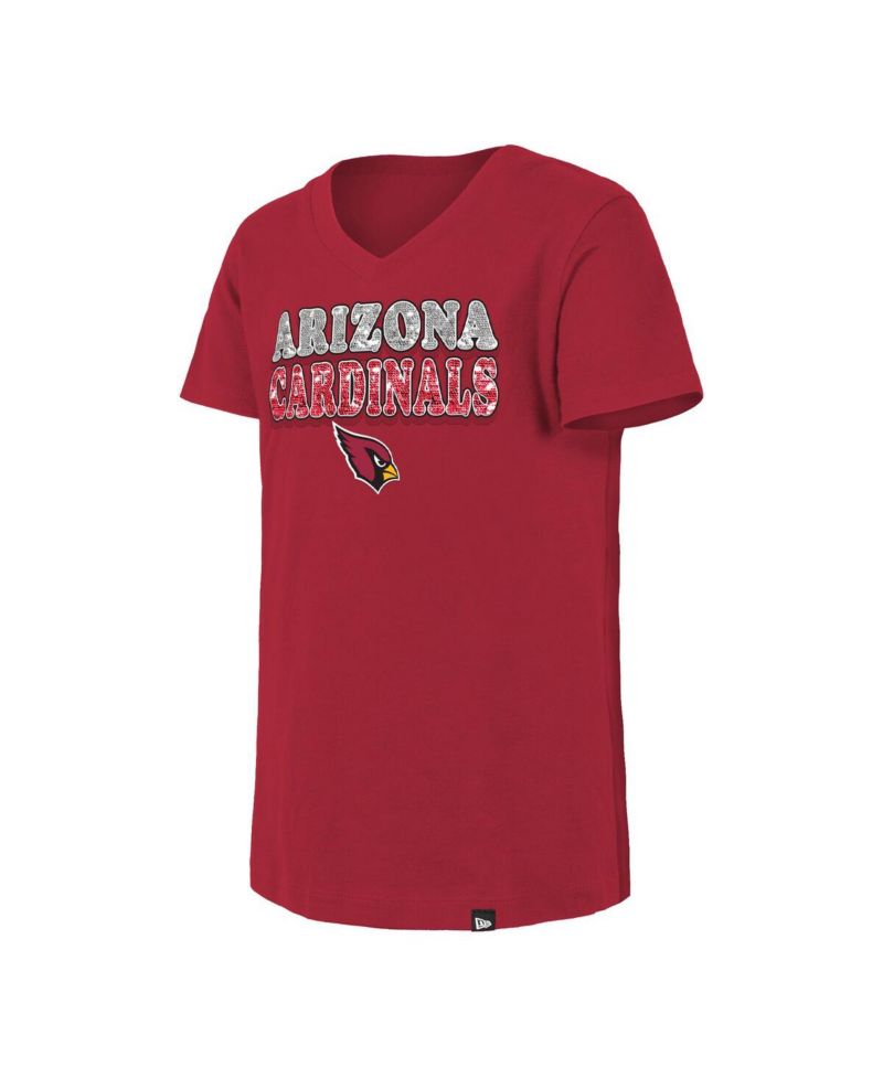 Big Girls Cardinal Arizona Cardinals Reverse Sequin V-Neck T-Shirt