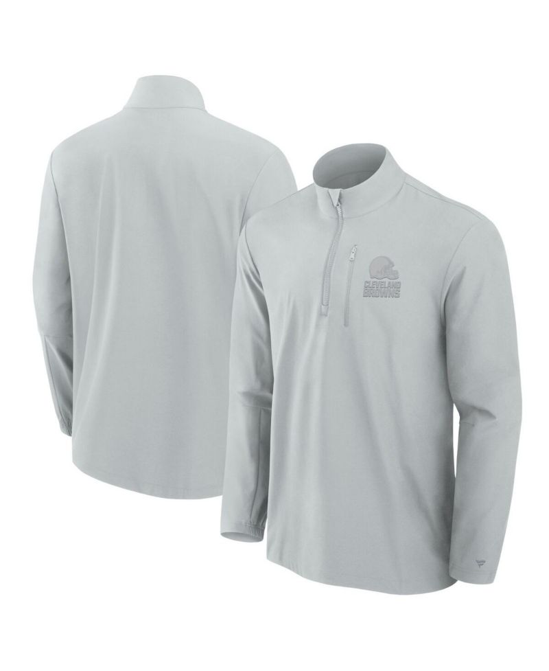 Men's Gray Cleveland Browns Front Office Woven Quarter-Zip Jacket