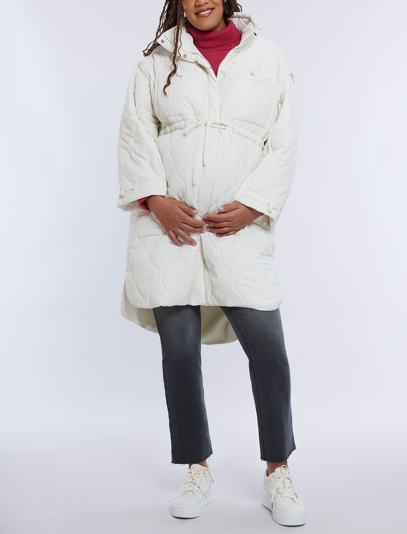 Women's Woven Full-Zip Long Sleeve Quilted Puffer Jacket - Motherhood Maternity