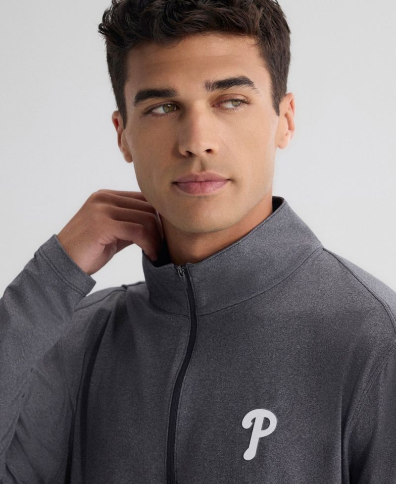 Men's Charcoal Philadelphia Phillies Clutch Quarter-Zip Pullover Sweatshirt