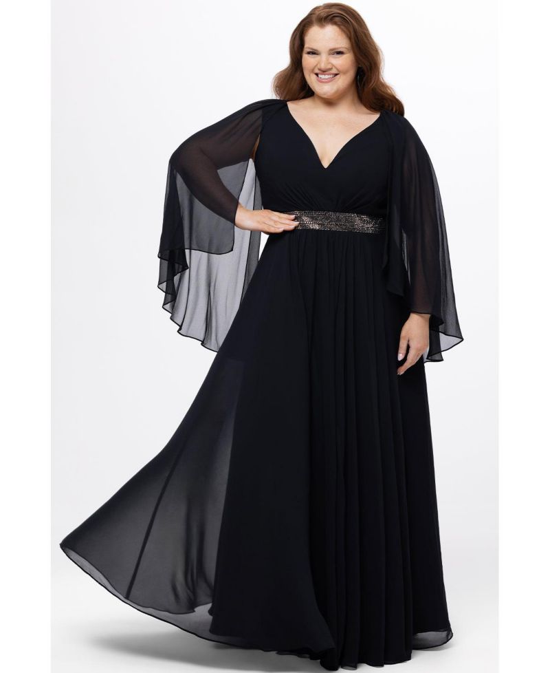 Women's Long Cape Sleeve V-Neck Dress