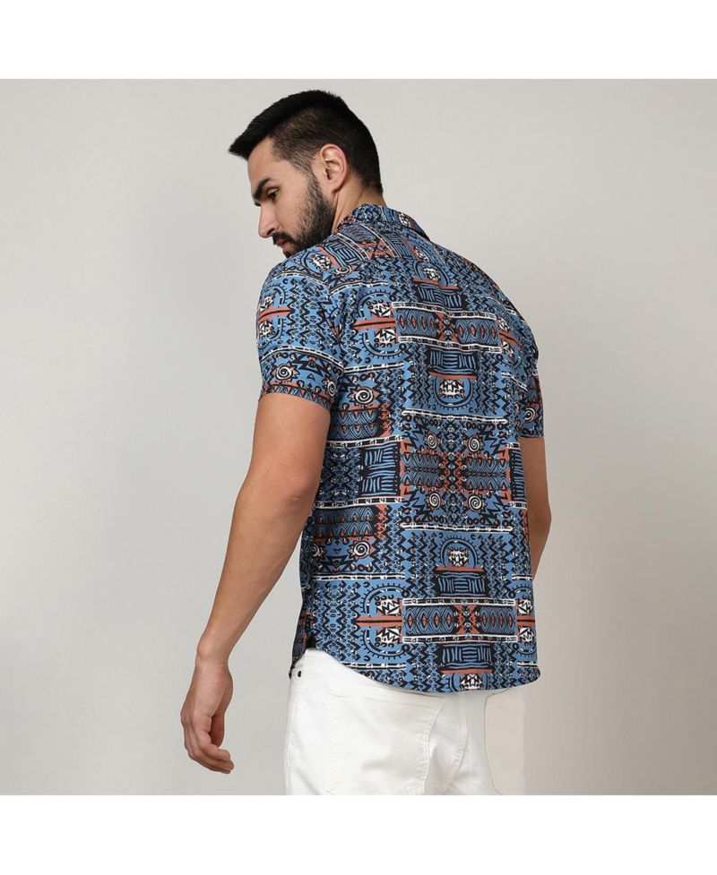 Men's Icy Blue Artistic Bohemian Shirt
