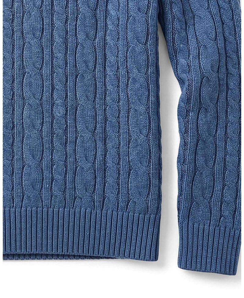 Little Boys 5-7 Organic Mock Neck Cable Sweater