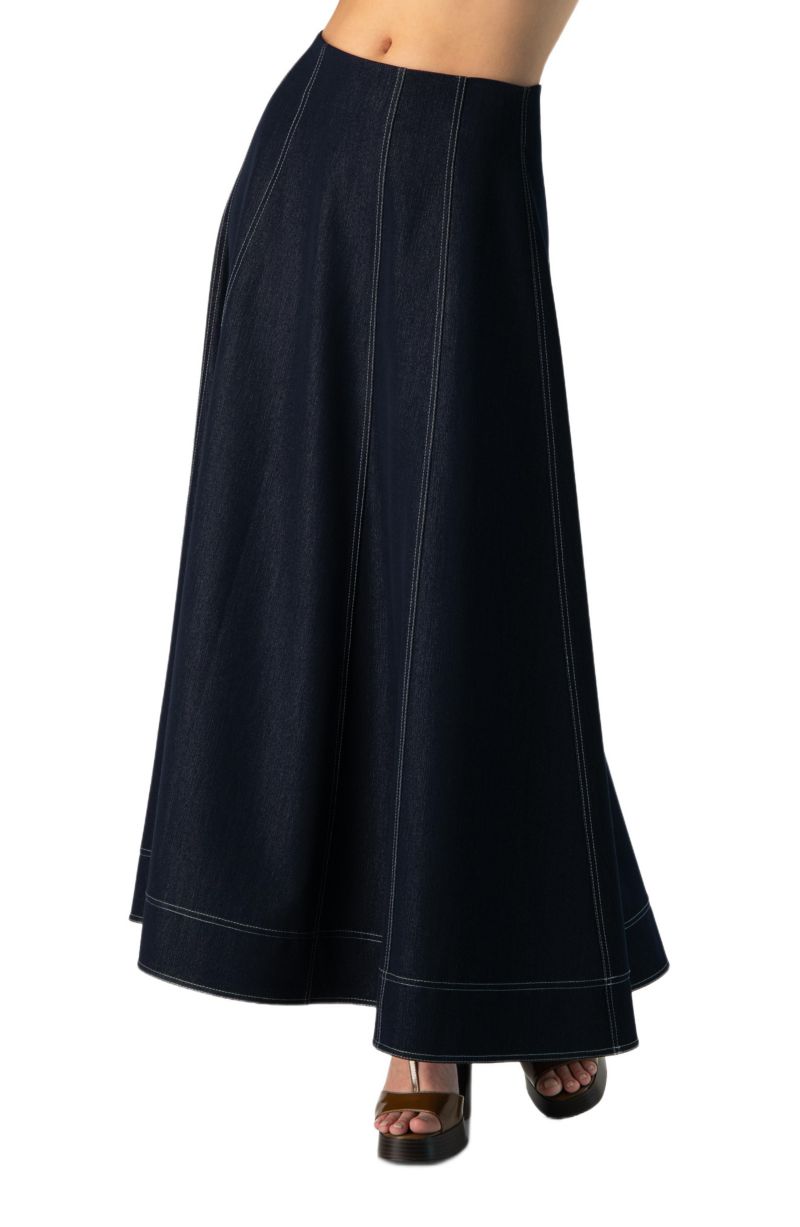 Women's Wide Denim Midi Skirt