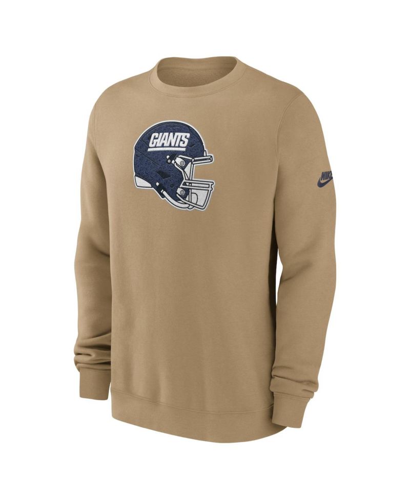 Men's Tan New York Giants Swing Pass Rewind Club Pullover Sweatshirt