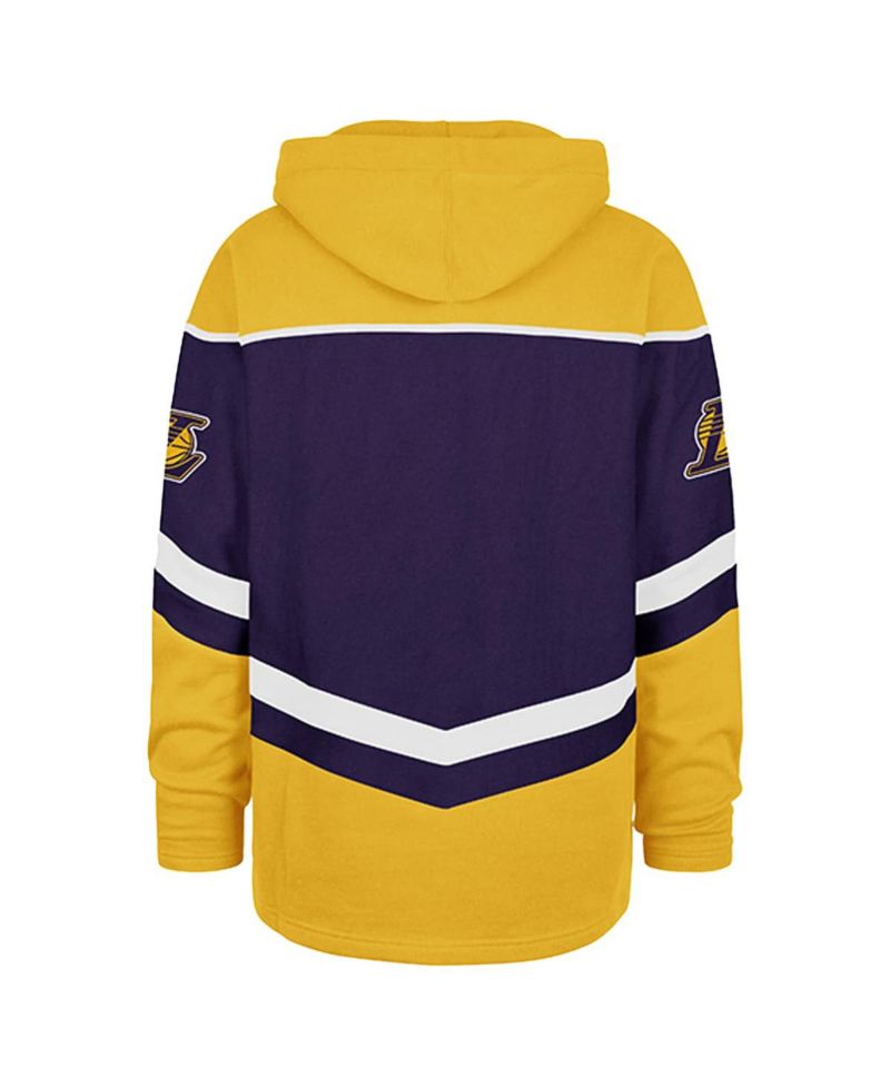 Men's Purple Los Angeles Lakers Oversized Tri-Satin Layup Lacer Pullover Hoodie