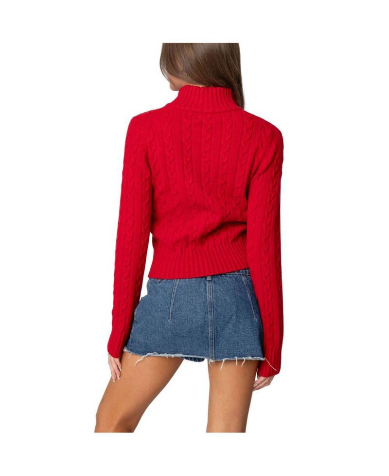 Women's Ryn Zip Up Cable Knit Cardigan