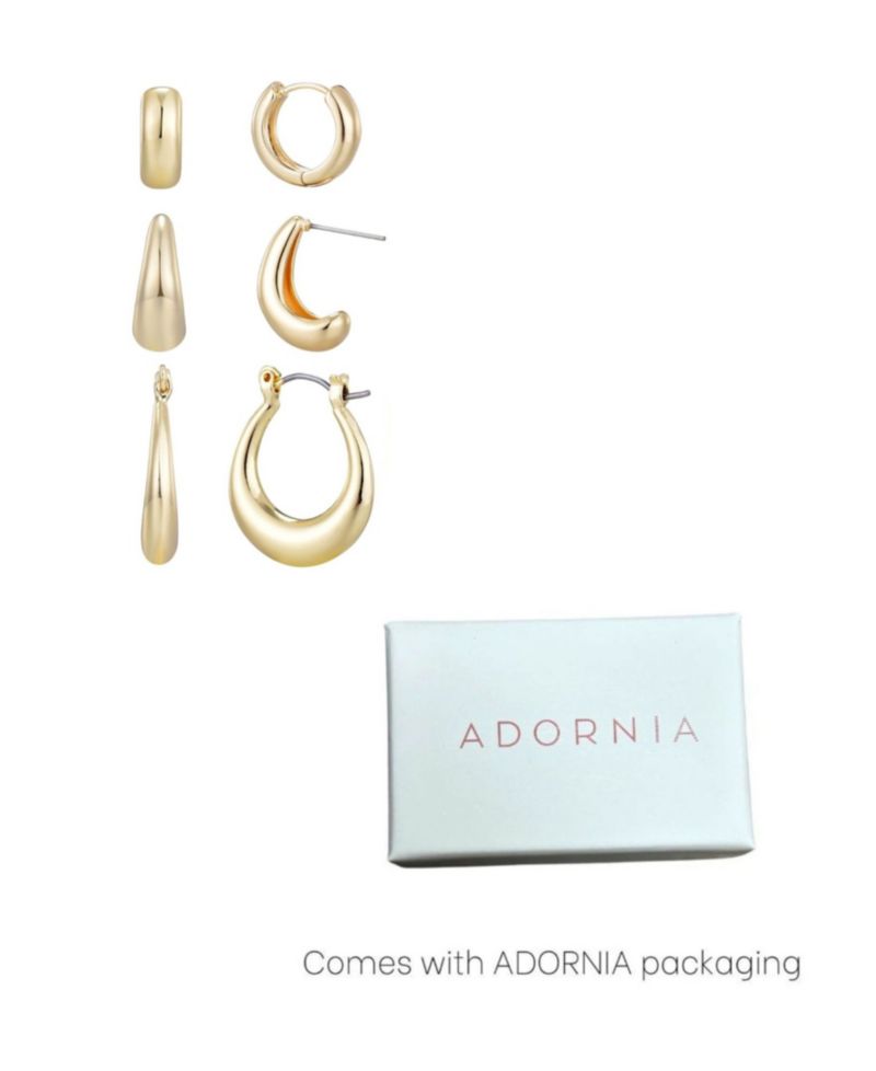 Gold Plated Hoop Earrings Set