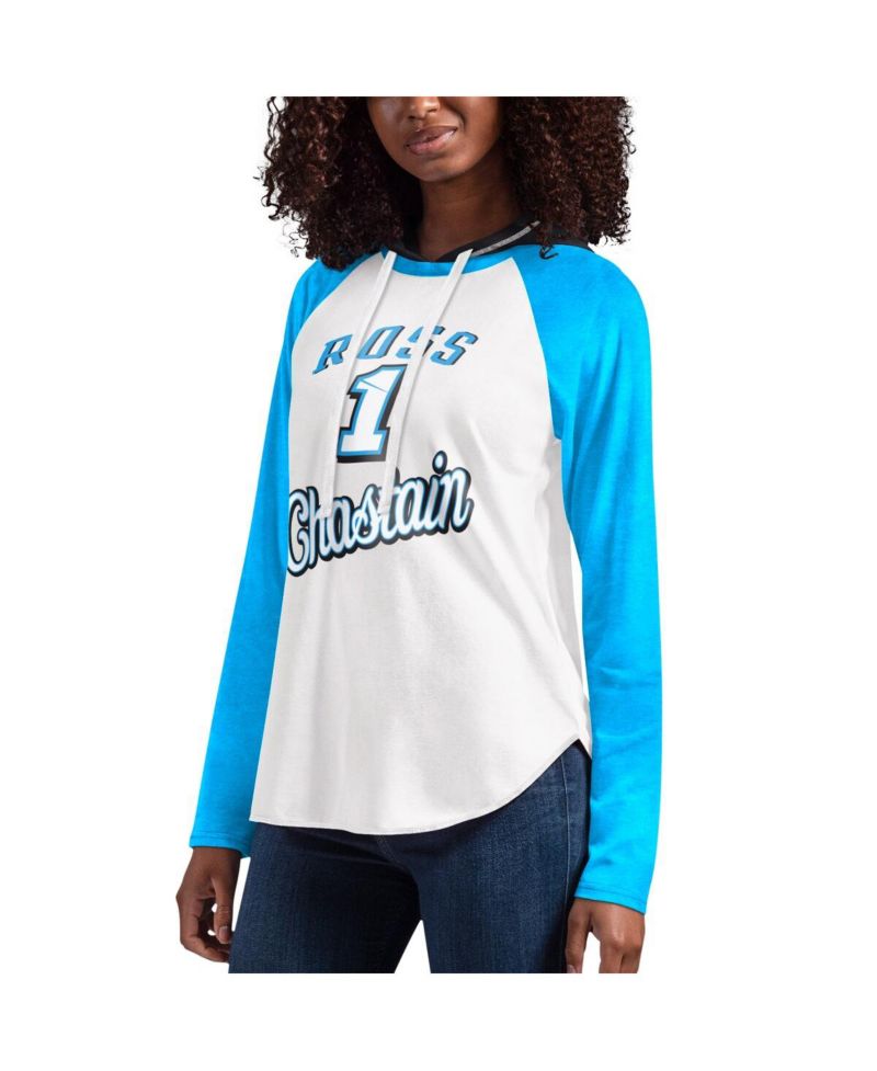 Women's White Ross Chastain MVP Raglan Hooded Long Sleeve T-shirt