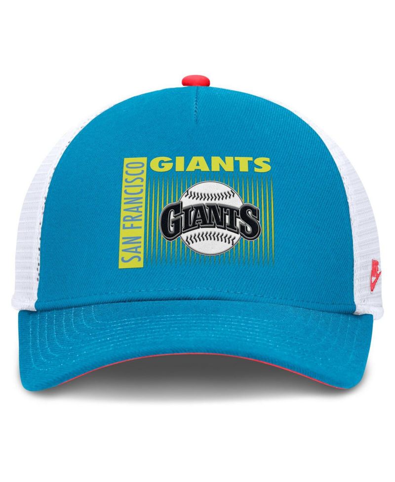 Men's Blue San Francisco Giants Neon 90s Rise Structured Performance Adjustable Trucker Hat