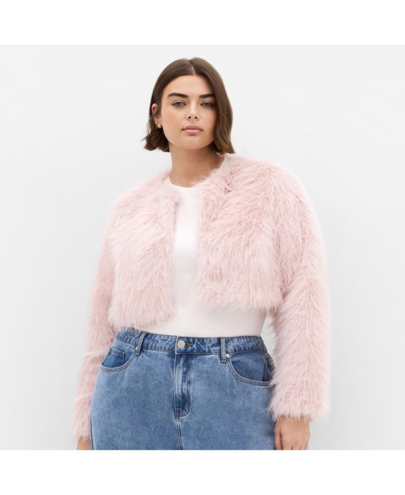 Plus Size Angelica Faux Fur Crop Jacket