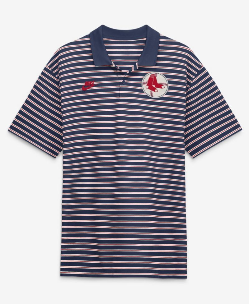 Men's Navy Boston Red Sox Cooperstown Collection Dri-FIT Victory Striped Polo Shirt