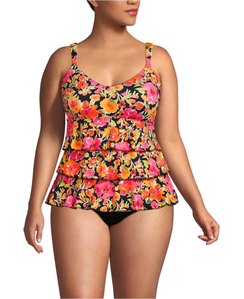 Plus Size Ruffle Fauxkini One Piece Swimsuit