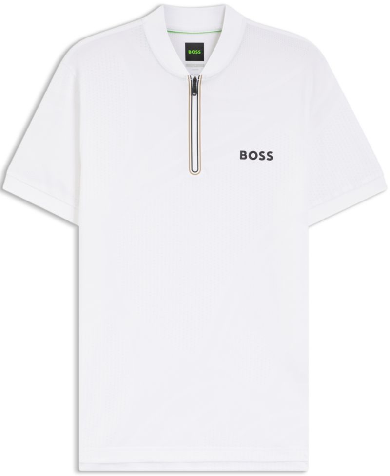 BOSS by Men's Moisture Management Zip-Neck Slim-Fit Polo Shirt