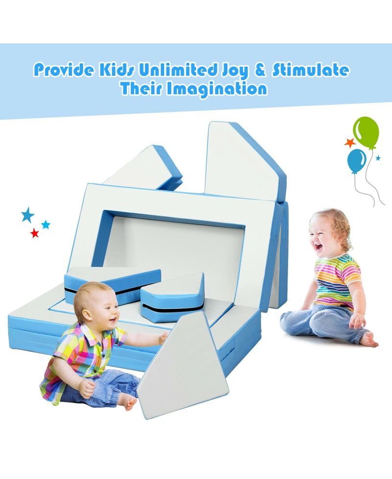 8 Pieces 4-in-1 Crawl Climb Foam Shapes Toddler Kids Playset