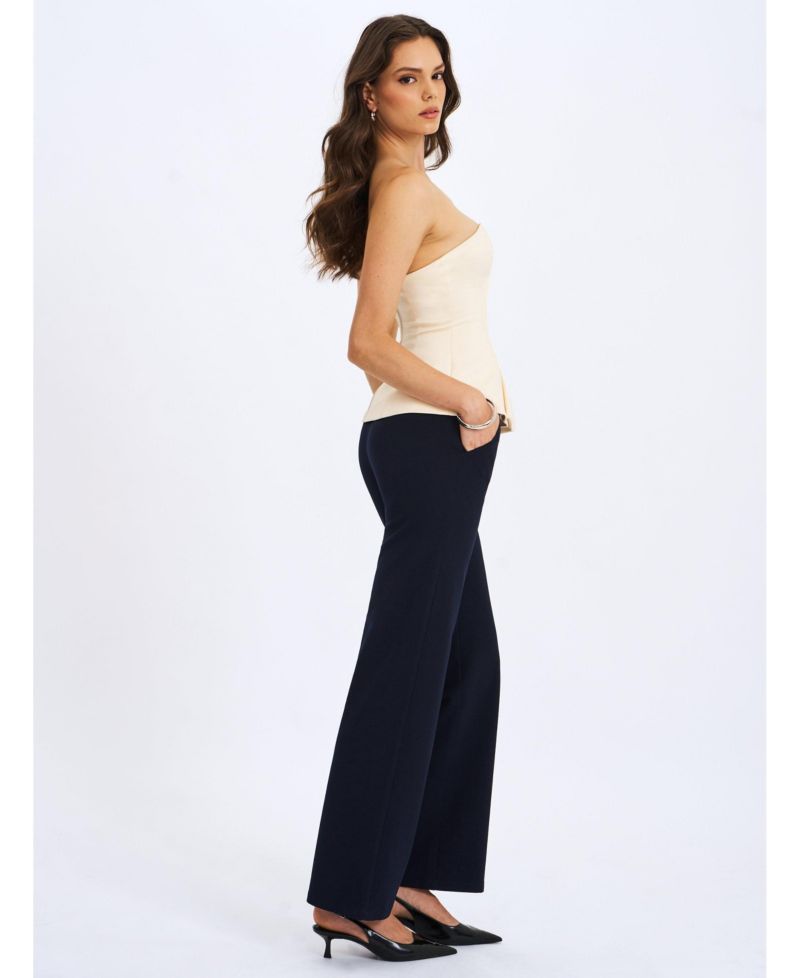 Women Yani Ivory Asymmetrical Lapel Sleeveless Peplum Top