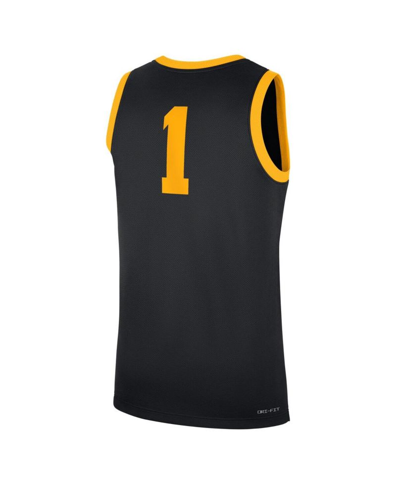 Men's 1 Black Iowa Hawkeyes Road Replica Jersey