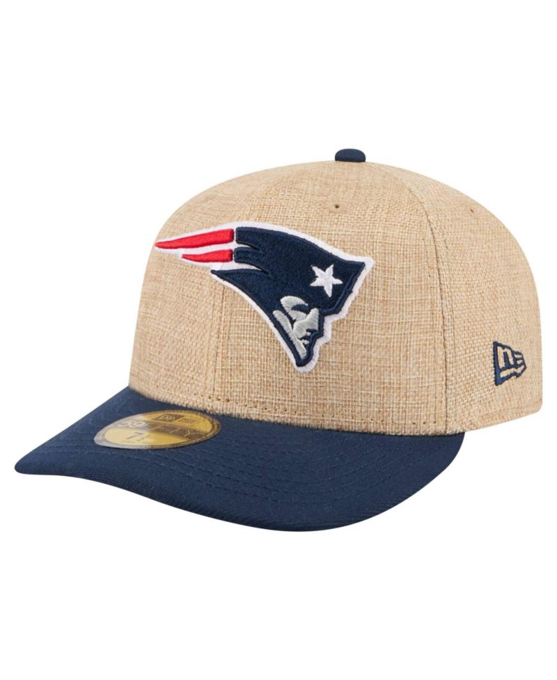 Men's Natural/Navy New England Patriots Pre-Curved Twine 59FIFTY Fitted Hat