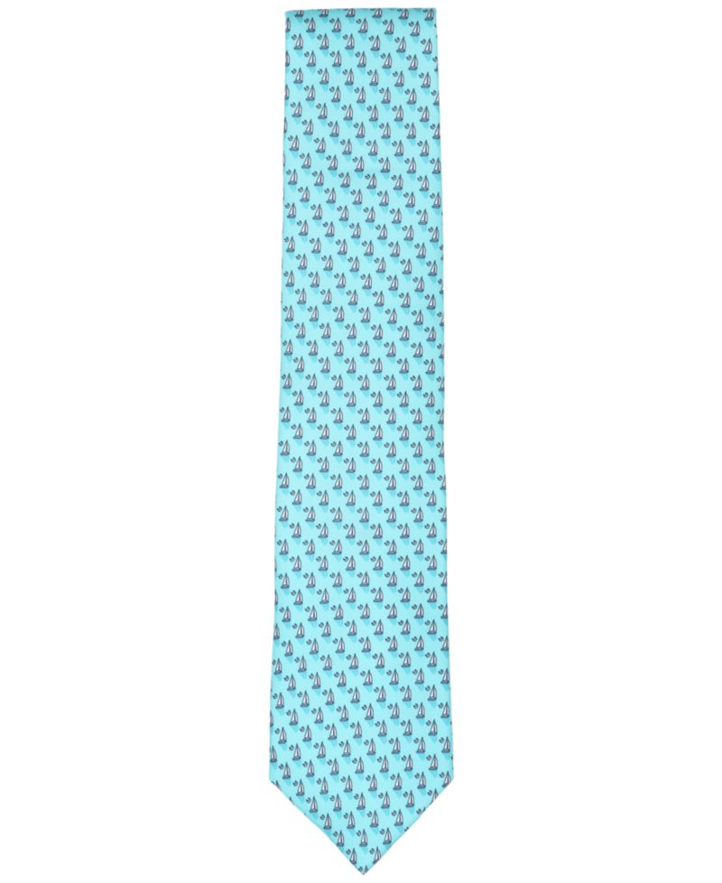 Men's Serenity Sailboat Neat Pattern Silk Tie